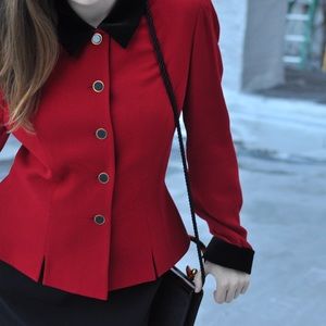 Vintage Kasper Velvet Trim Blazer